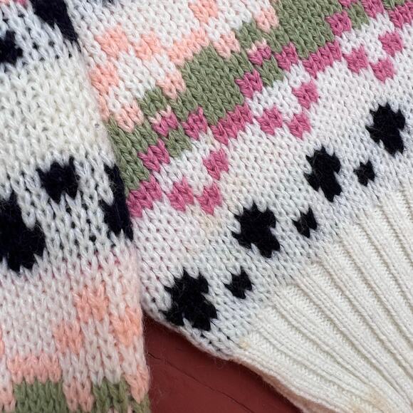 Vintage Clifton Place Fair Isle Pattern Mock Neck Knit Nordic Sweater L Flowery - Picture 7 of 9